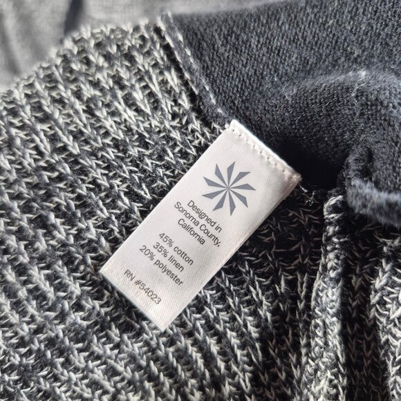 Athleta Sweater Womens L Gray Black Linen Blend Cardigan Open Front Long Sleeve - Picture 6 of 8